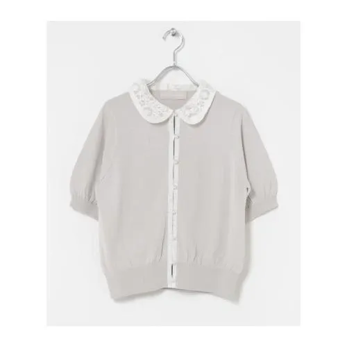 MARILYN MOON LACE COLOR KNIT CARDIGAN