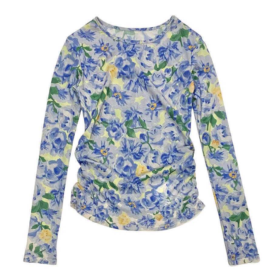 heki mesh print tops
