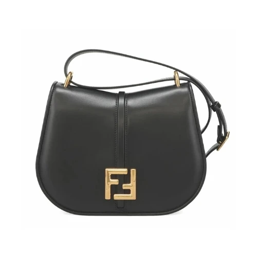 FENDI ブラック スムース＆フルグレインレザー バッグ