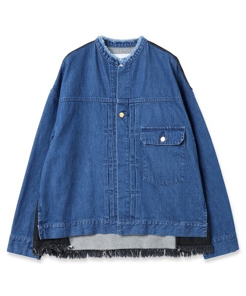 CULLNI 23-AW-004 Cut-off Band Collar Denim Blouson