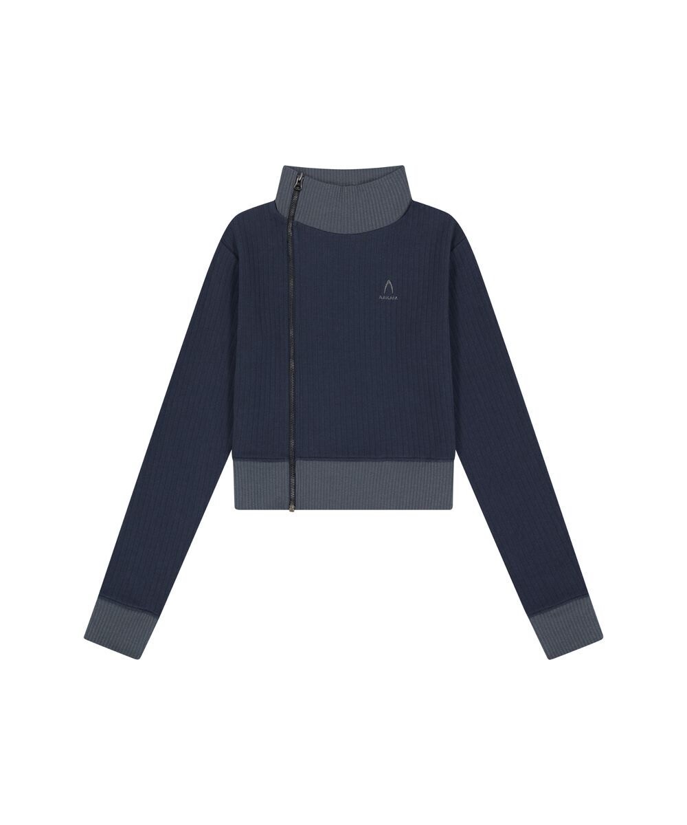 AAKAM Side Neck Zip-Up (Navy)