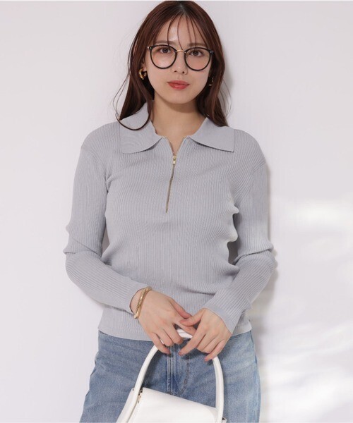 Mystrada ジップアップポロニット