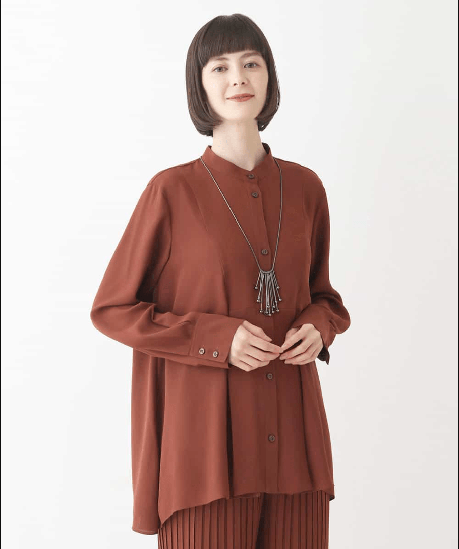 HIROKO BIS バックサテンジョーゼットブラウス