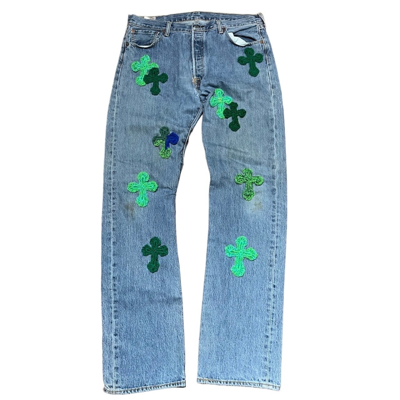 Y.A.R.N. 24SS "Y.A.R.N." x Levi's 501 with cross knit motif