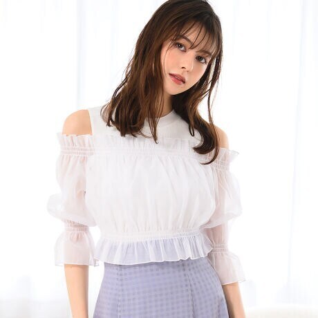 MISCH MASCH ギャザーオフショルドッキングニット