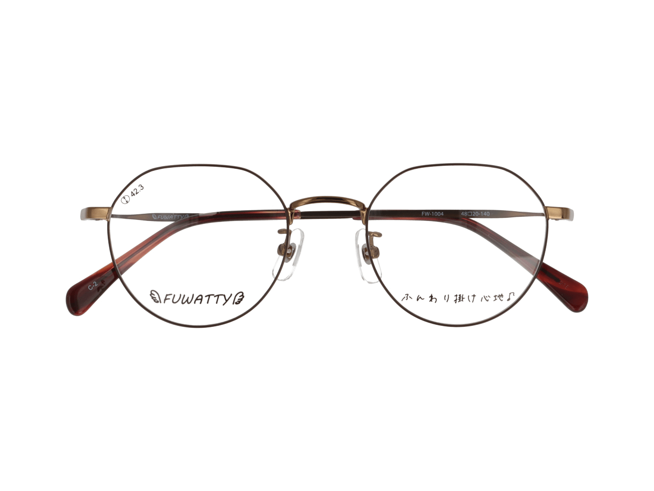 メガネのアイガン FUWATTY FW-1004 C-2 【シャイニーブラウン×ダークブラウン】