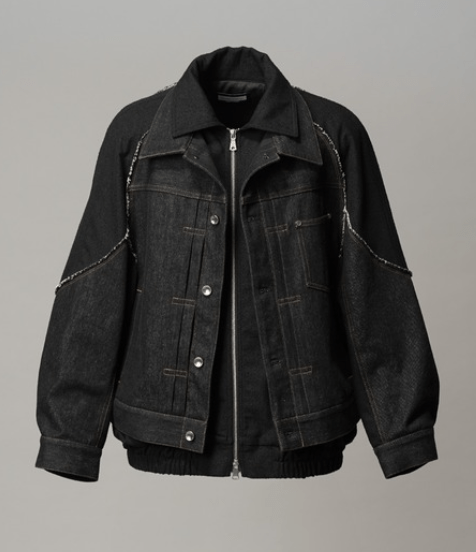 MAISON SPECIAL Different Materials Layering Prime-Over Trucker Jacket
