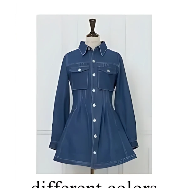 MISTREASS Pin Tuck Denim Mini Shirt Dress