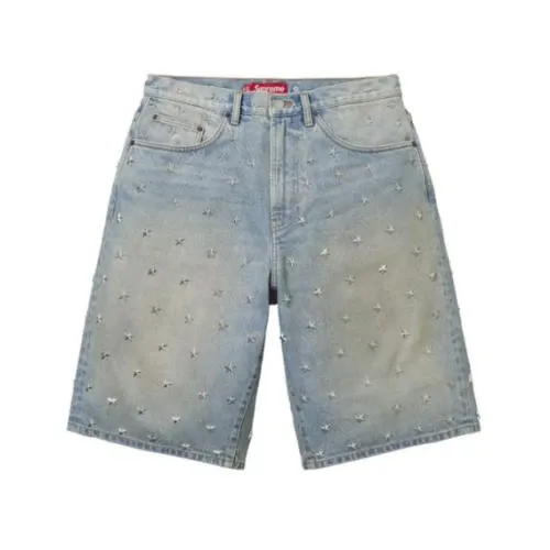 Supreme Stars Studded Baggy Denim Short