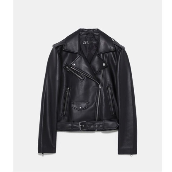 ZARA フェイクレザーライダースジャケット