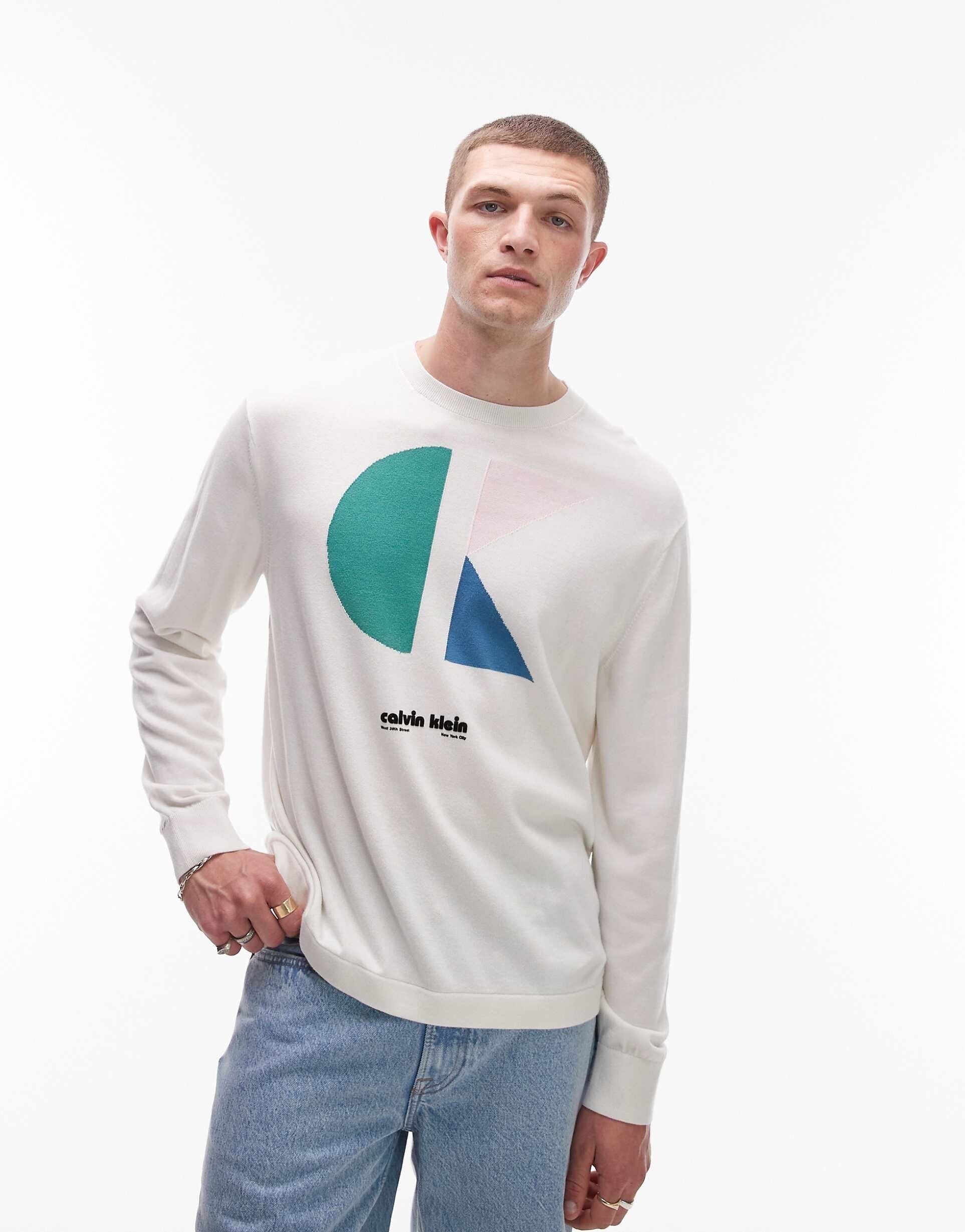 Calvin Klein Jeans pop art print sweatshirt in off white