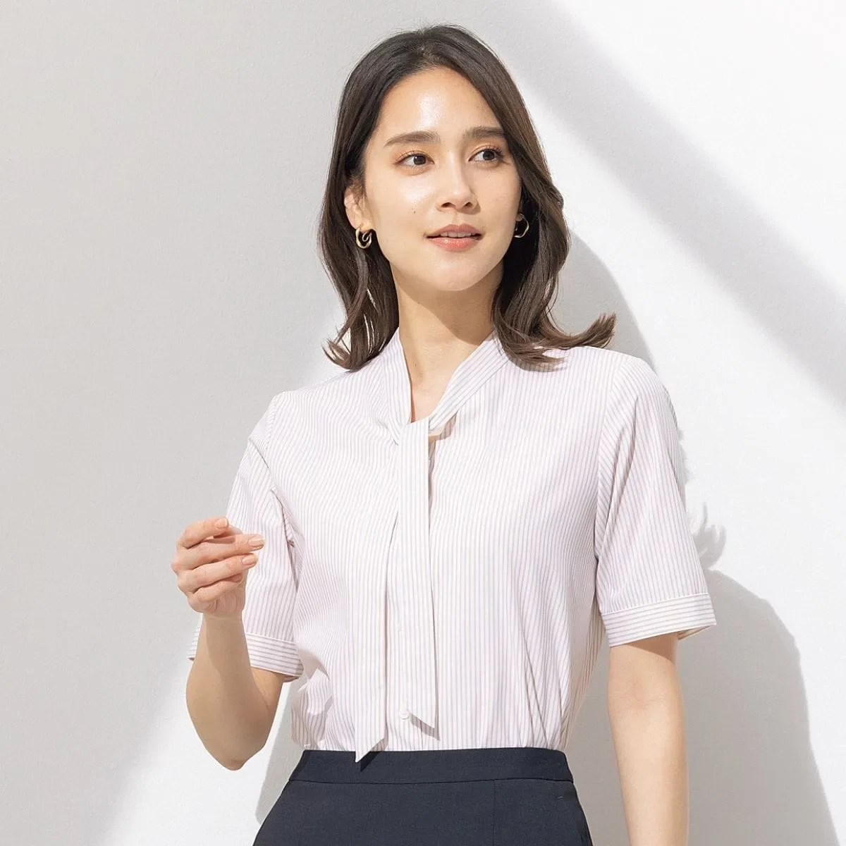AOKI さらっとバンブー バンブーレーヨン細ボウタイシャツ