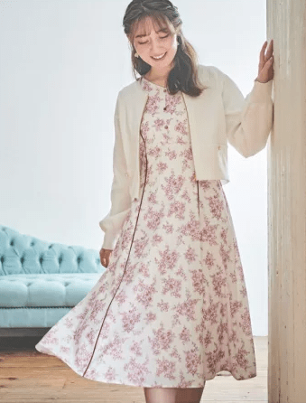 LAISSE PASSE ストロベリーラインプリントワンピース