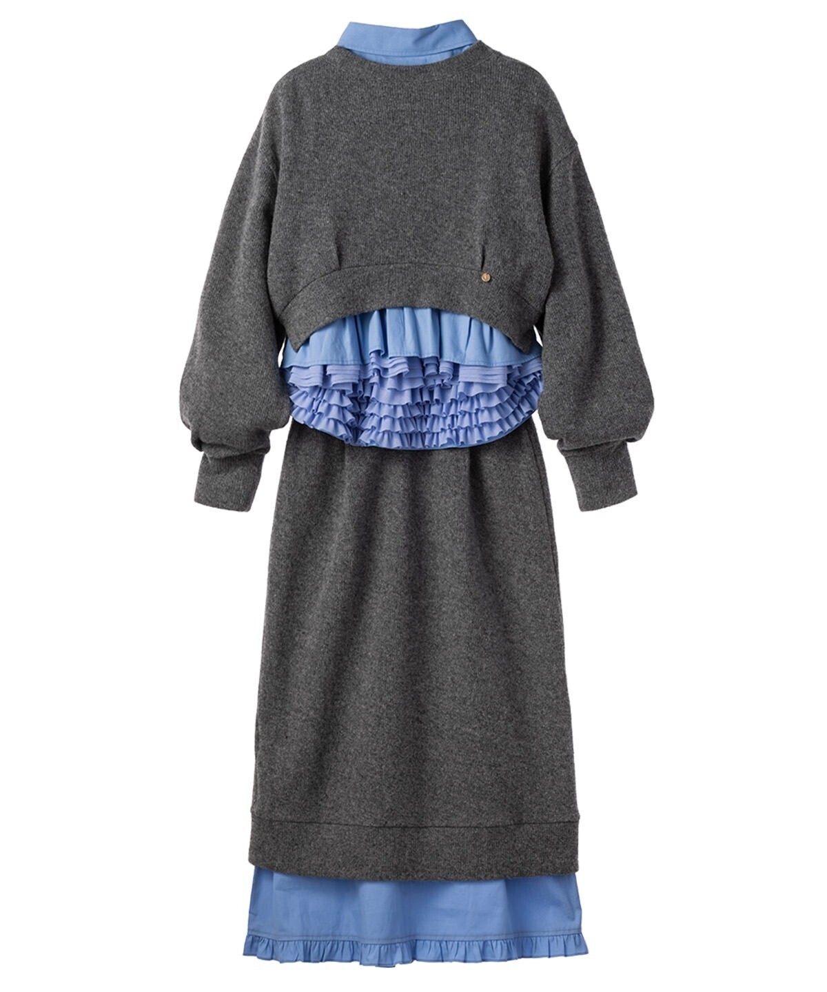 MUVEIL バックフリルニットワンピース