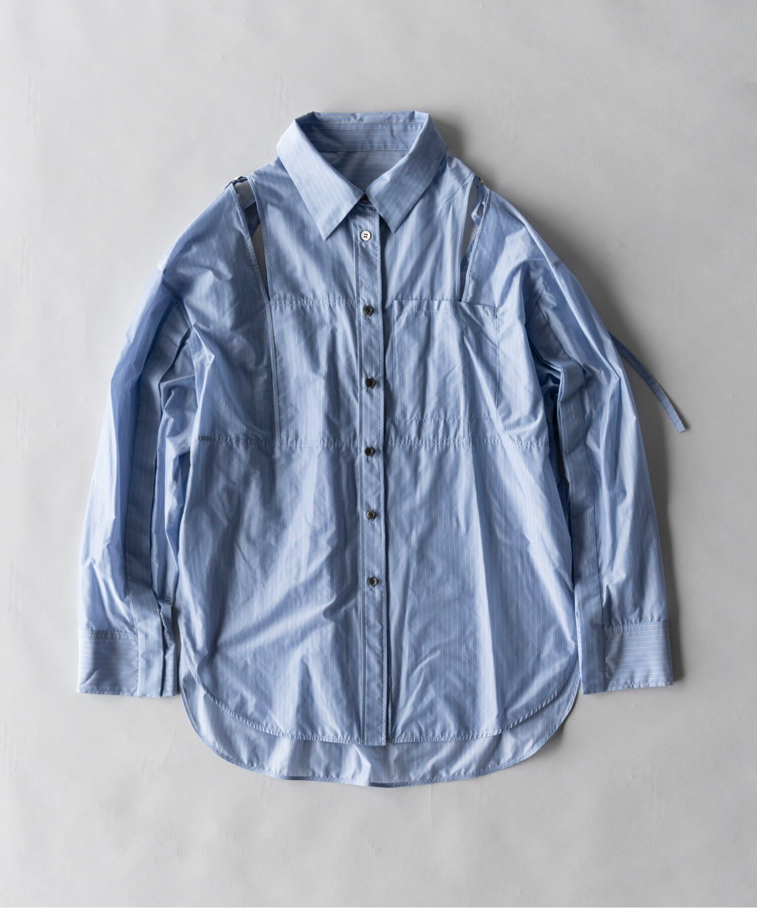 MAISON SPECIAL シアータフタストライプオーバーシャツ