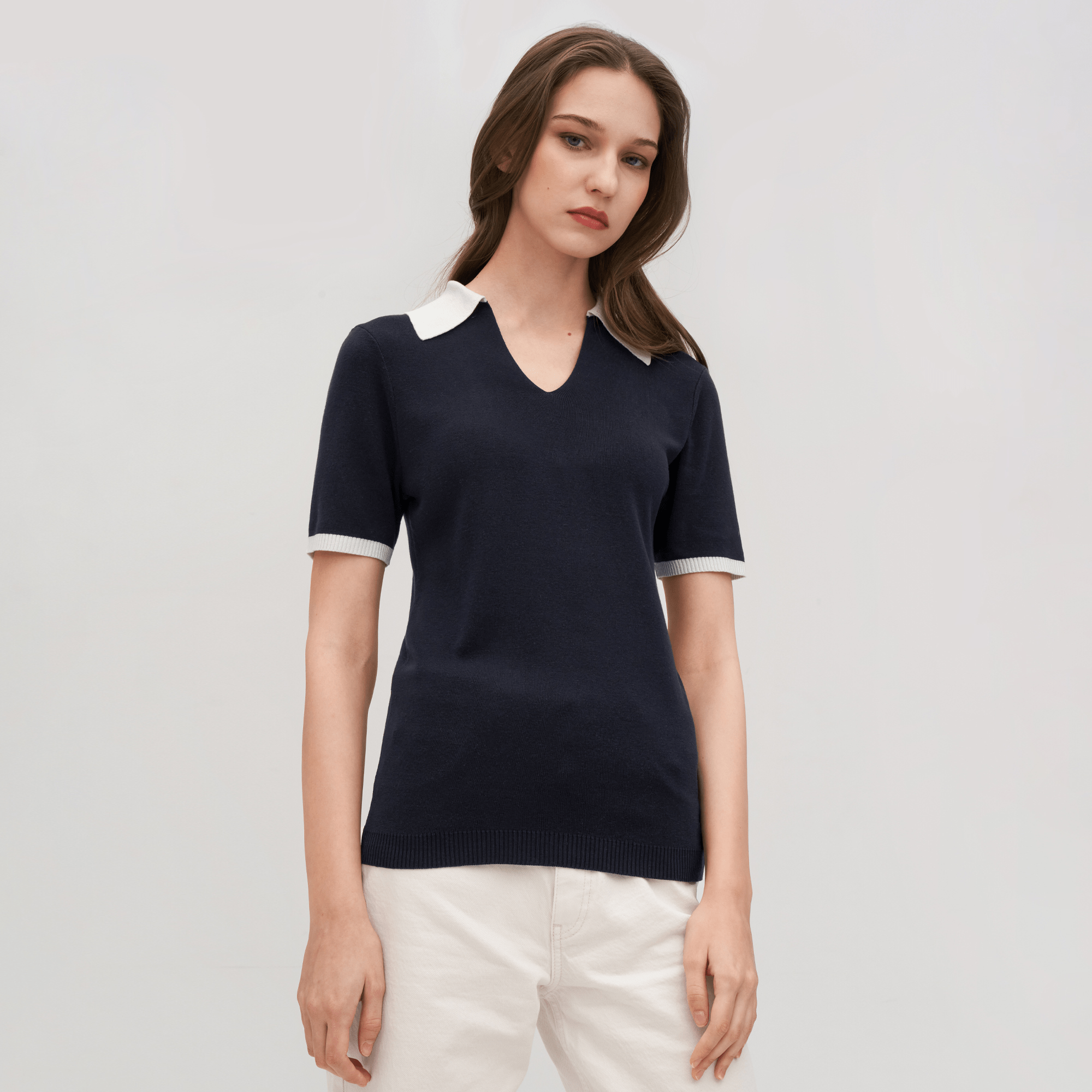 LILYSILK LILYSILK シルク ニット ポロシャツ-プレセール