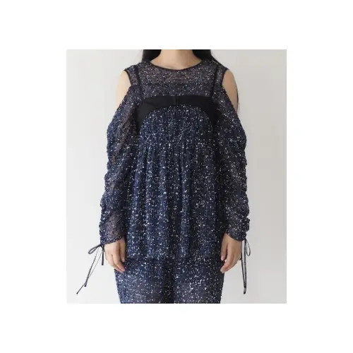 IMMEZ Tule Peplum Blouse