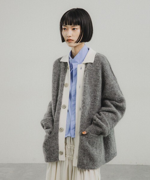 O0u 「無染色」アルパカラペルカーディガン