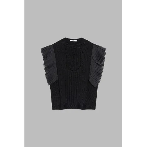 HYKE GUERNSEY PLEATED KNIT