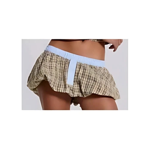 Jaded London Brown Checked Lulu Puffball Boxer Micro Skirt