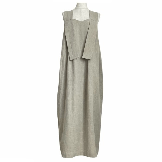BayBee wide shoulder linen dress(oatmeal)