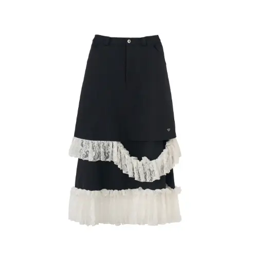 idem asymmetry lace frill skirt