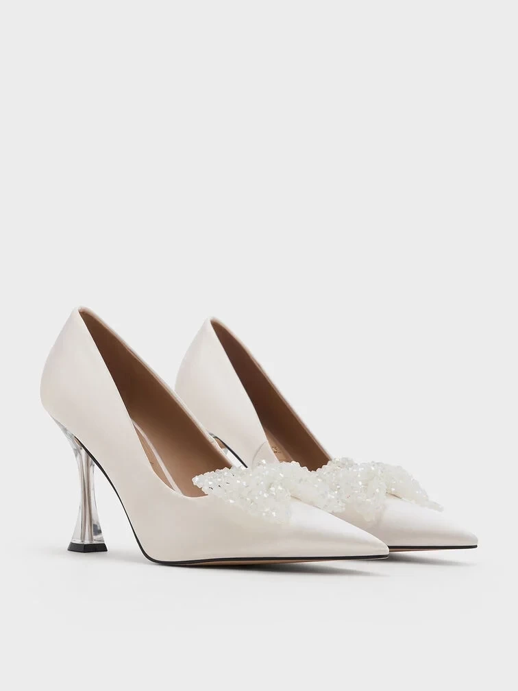 CHARLES & KEITH Recycled Polyester Beaded Bow Pumps