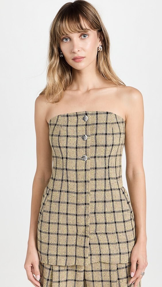 GANNI Check Suiting Strapless Top Check Suiting Strapless Top
