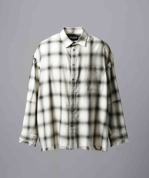 MAISON SPECIAL Prime-Over Cut Off Ombre Check Shirt