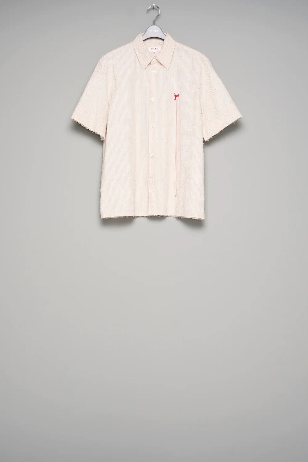MASU SHAGGY STRIPE HALF SLEEVE SHIRT - ECRU