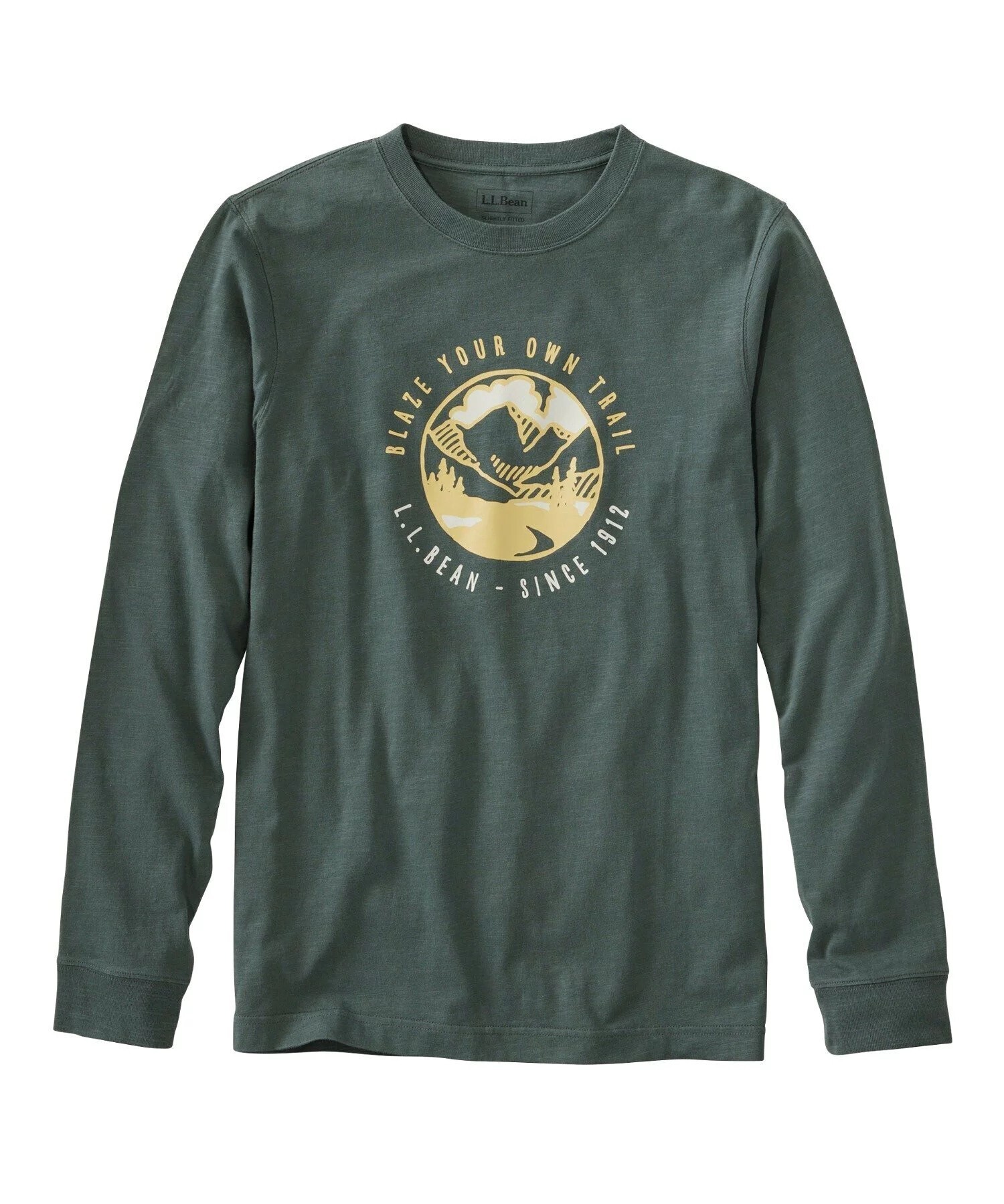 L.L.Bean ジャパン・フィット レイクウォッシュ・オーガニック・コットン・グラフィック・ティ、長袖