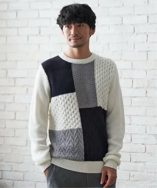 ikka ブロックスジャガードニット