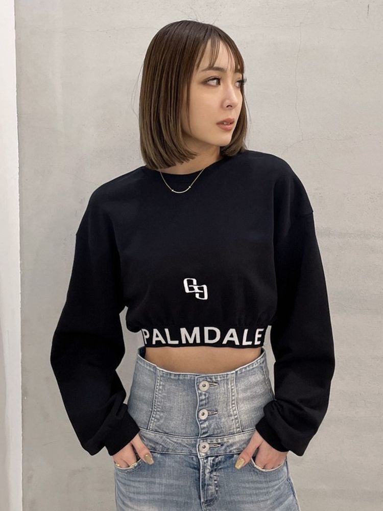 GYDA アンダーロゴジャカード ショートスウェットトップス