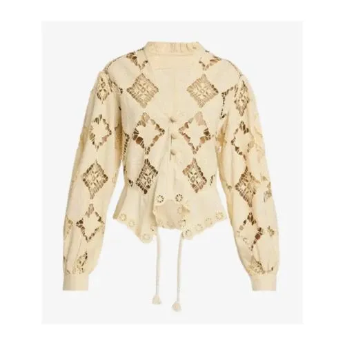 ISABEL MARANT Nina broderie anglaise cotton and linen-blend blouse