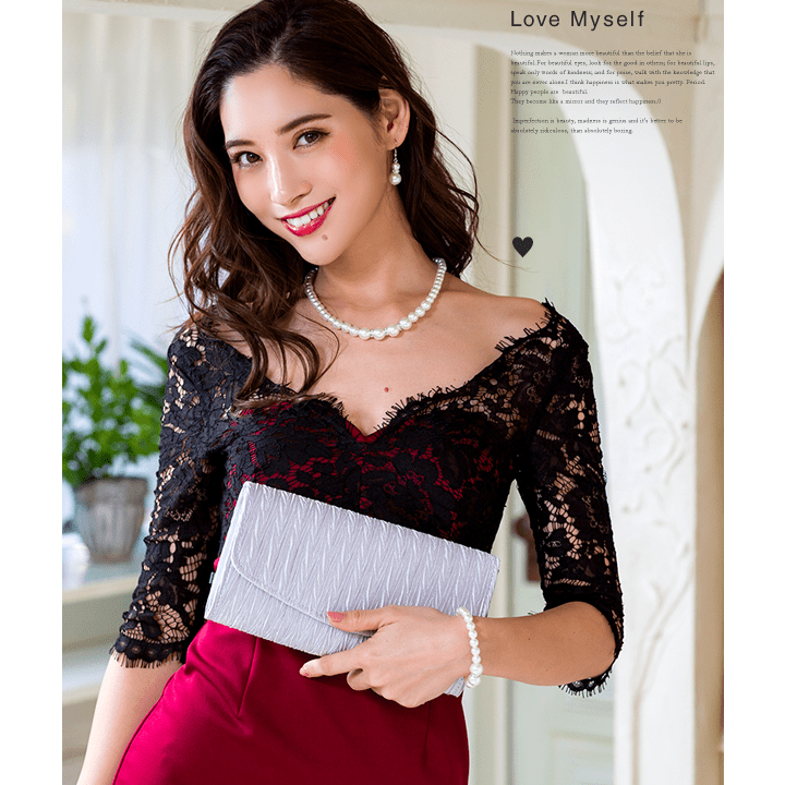 Mydress シンプルステッチデザイン パーティークラッチバッグ