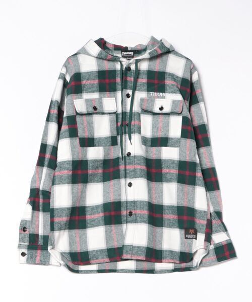 THRASHER スラッシャーフード付きチェックネルシャツ