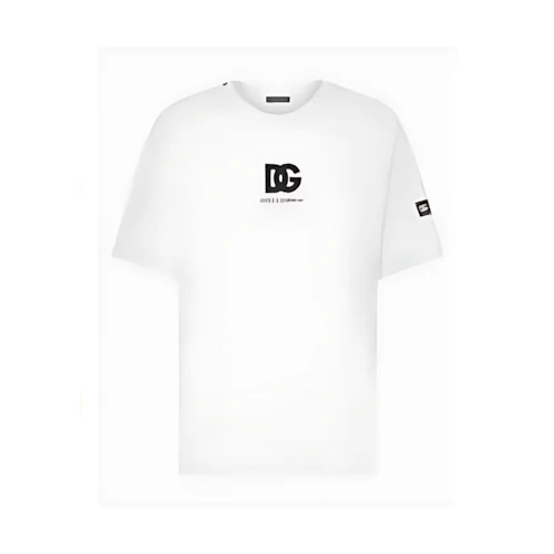 DOLCE & GABBANA SHORT-SLEEVED T-SHIRT WITH DG LOGO PATCH