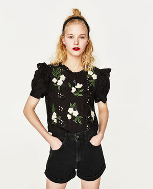 ZARA デイジー刺繍入り入りトップス