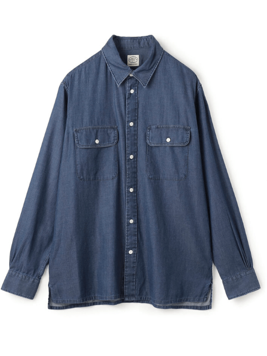 MAISON et VOYAGE インディゴカシミヤ ダブルポケットレギュラーカラーシャツ