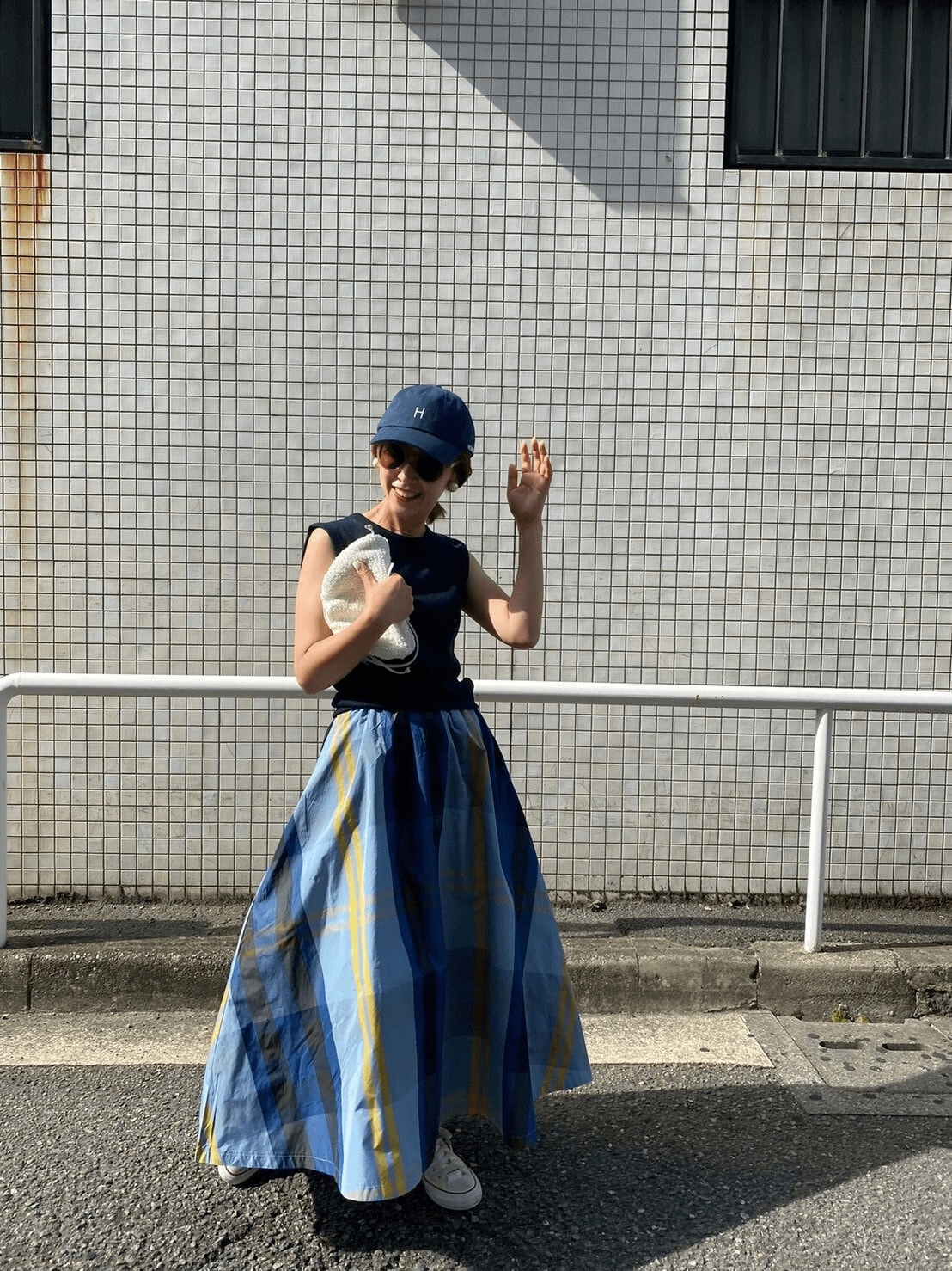 mite Taffeta check A-line sk