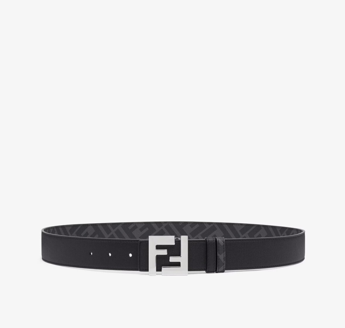 FENDI FFスクエアベルト　ブラックレザー リバーシブルベルト