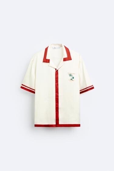 ZARA コントラストサテンシャツ