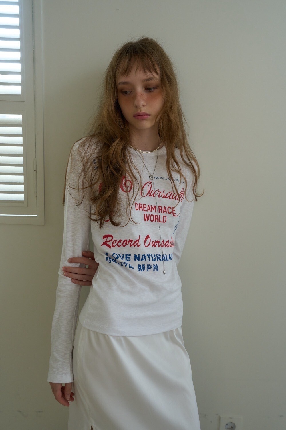 OURSAALTY Vintage Record Slub-T / white