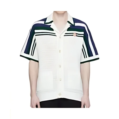 CASABLANCA CROCHET EFFECT TENNIS SHIRT
