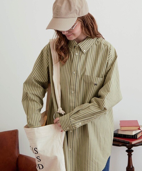 MONO-MART LADY'S ビッグアソートナンバリング刺繍ボタンダウンシャツ