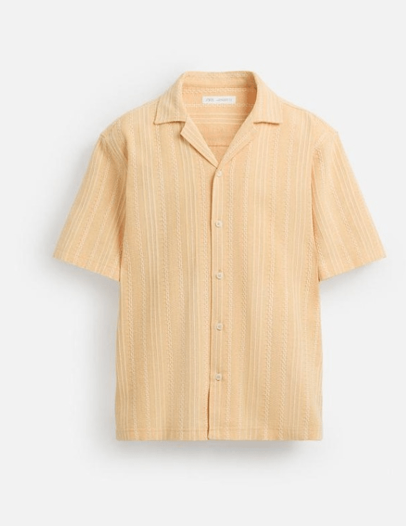 ZARA 幾何学模様のジャカードシャツ