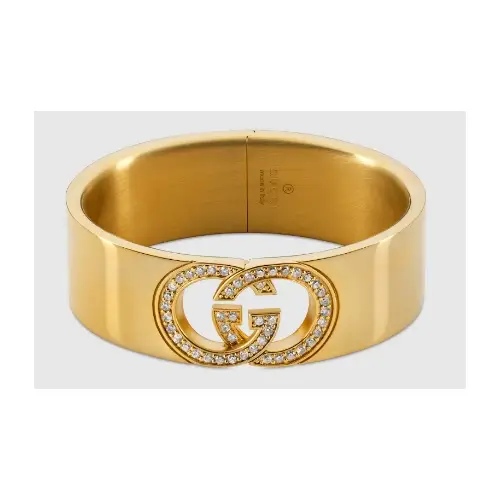 GUCCI 〔グッチ インターロッキング〕クリスタル カフブレスレット