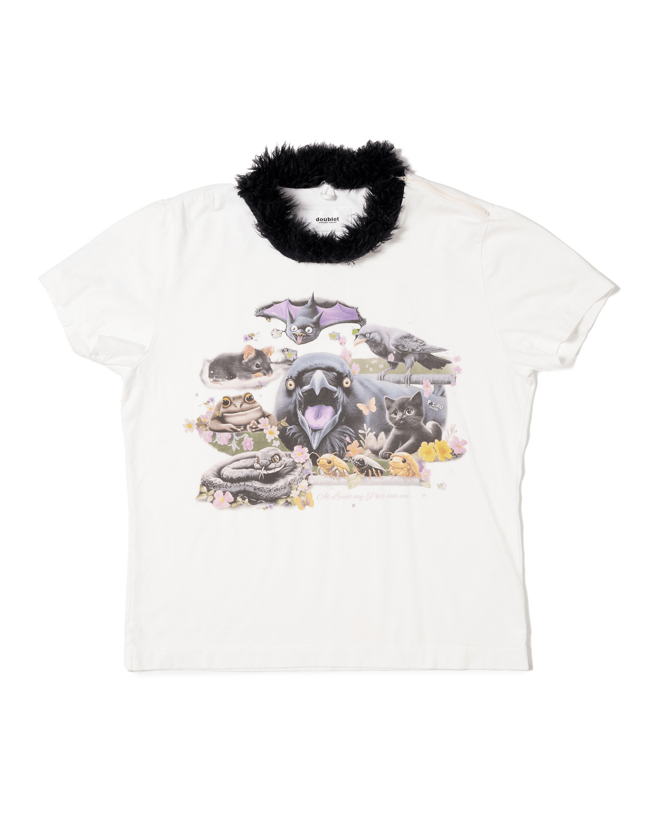 doublet FURRY COLLAR ZIP-UP T-SHIRT