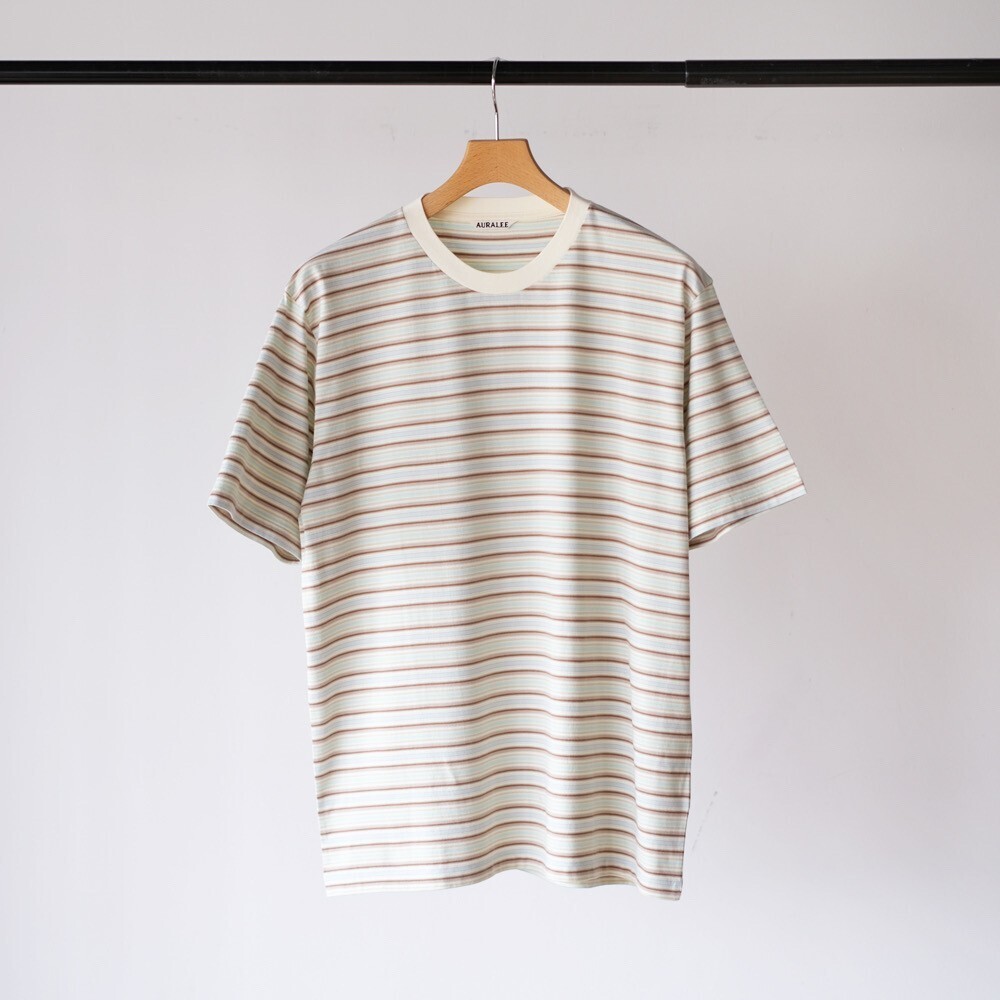 AURALEE GRADIENT STRIPE JERSEY TEE