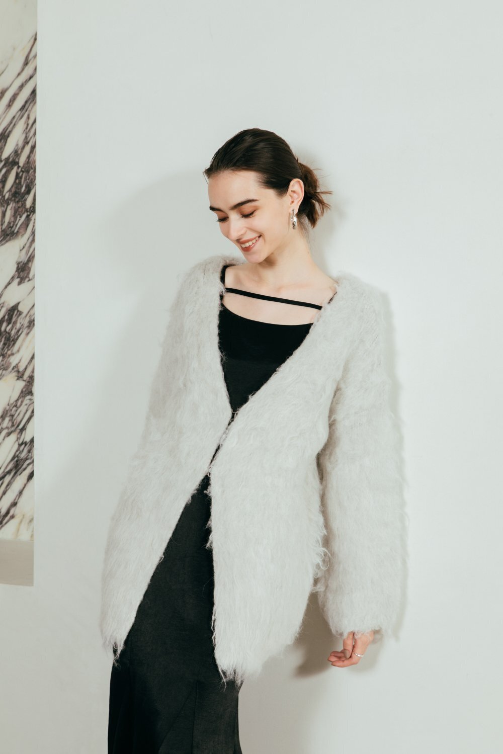Hdxuly Fur Knit Cardigan
